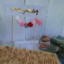 Cargar imagen en el visor de la galería,    Decoración Columpios Pompones Rosados y Dorados